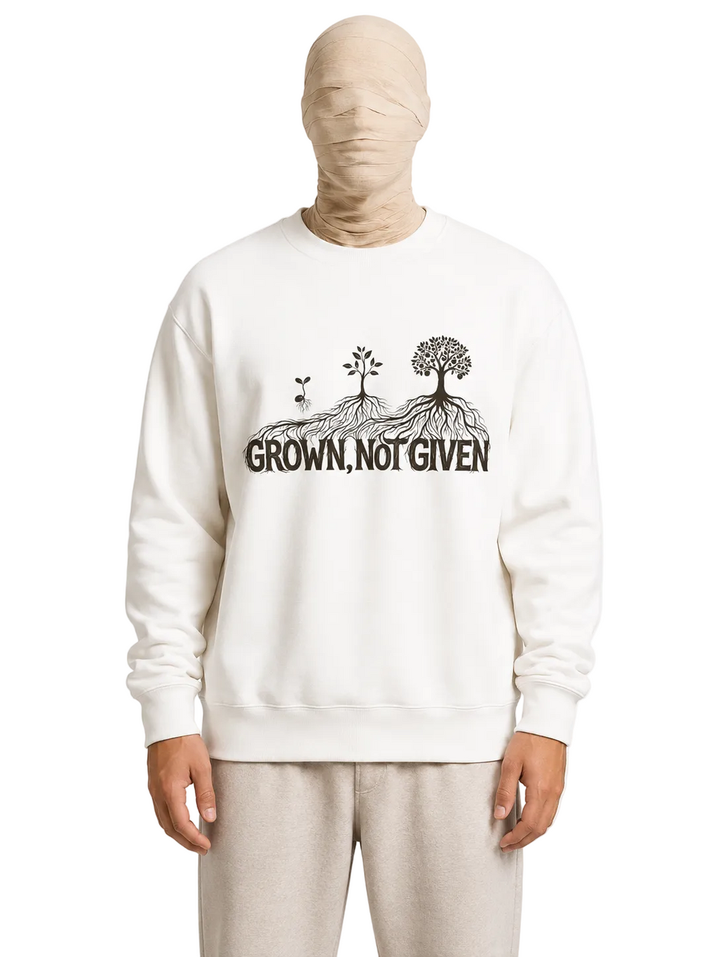 Grown Not Given Sweatshirt — Black Roots Print