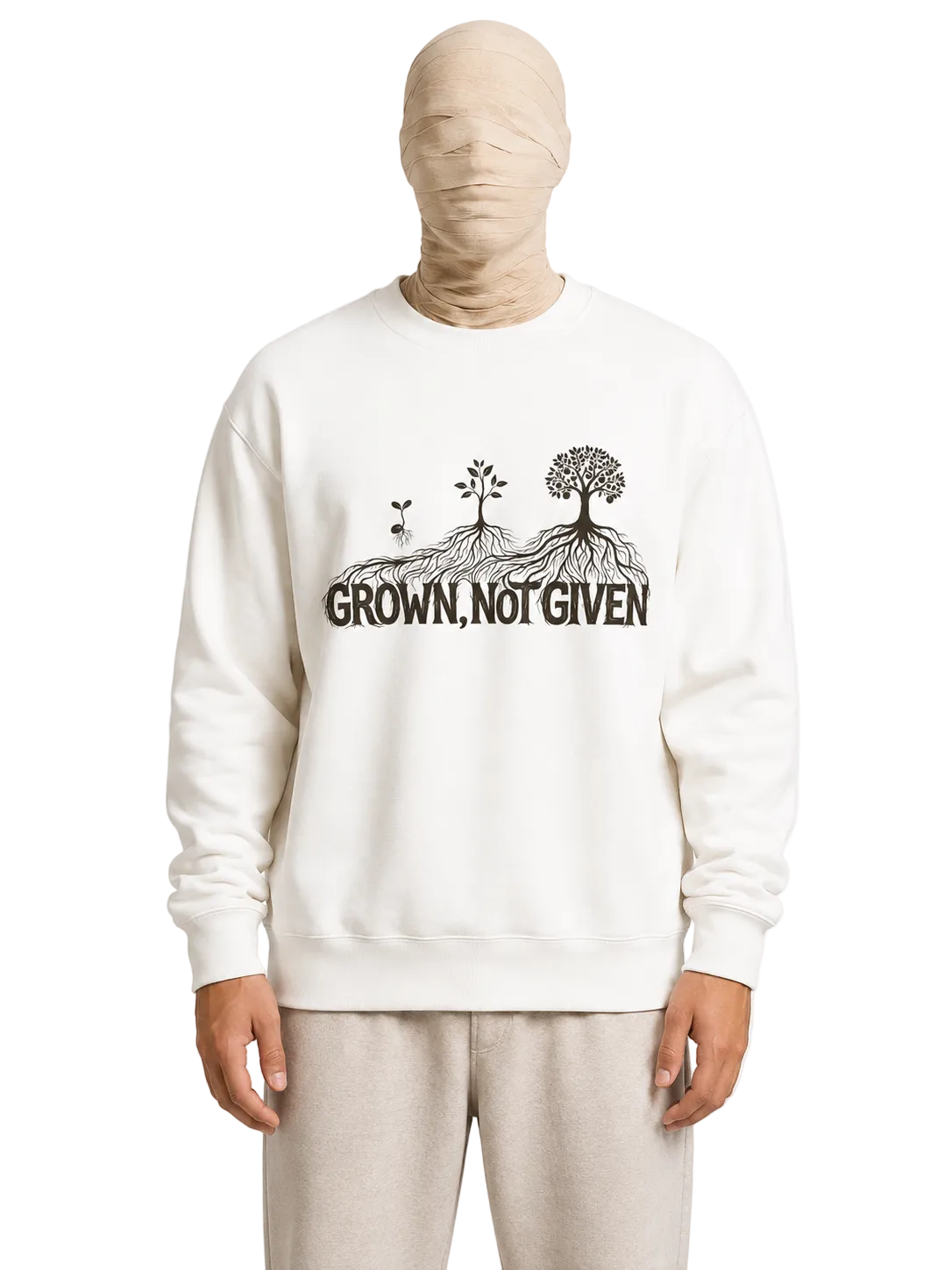Grown Not Given Sweatshirt — Black Roots Print