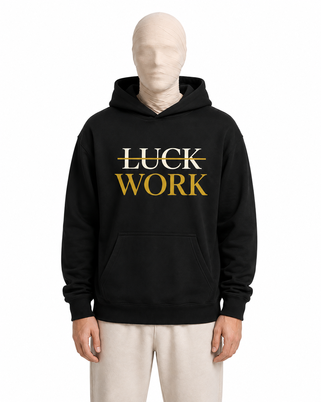 Luck Work Hoodie — Gold Minimalist Statement