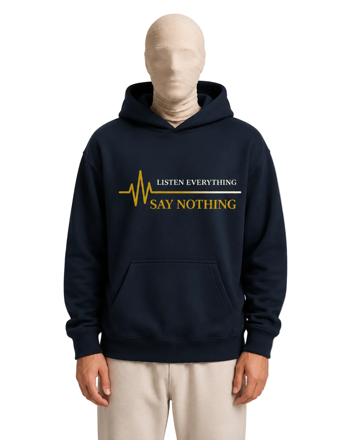 Listen Everything Say Nothing Hoodie — Gold Pulse