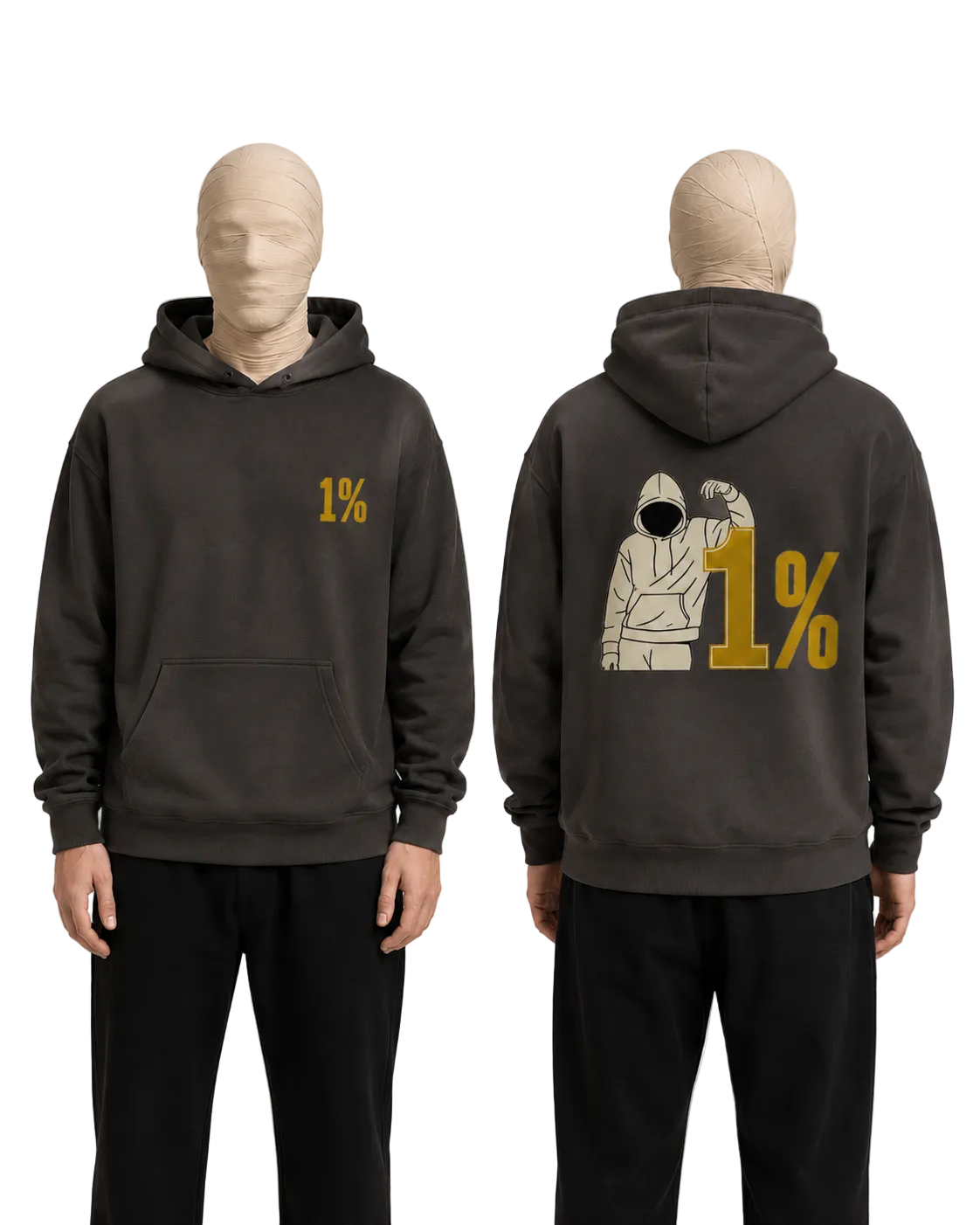 1% Hoodie — Gold Minimal Print