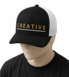 Creative Embroidered Trucker Cap — Gold Lettering