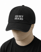 Quiet Hours Embroidered Denim Hat — Cream Serif