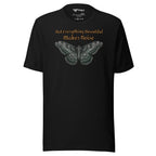 Moth dark academia t-shirt — cottagecore botanical, black, Merlin Fashion