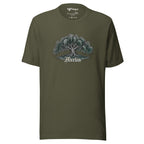 Tree of Life oak t-shirt — botanical nature print, navy, Merlin Fashion
